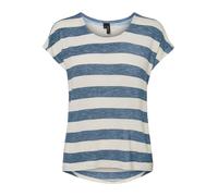 Vero Moda Femme T-shirt Vmwide Stripe S/L Top Ga Noos, Bleu/Rayures : Blanc, XS
