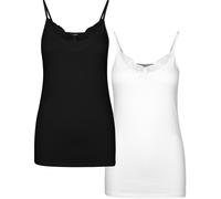 VERO MODA TALL VMINGE Lace Singlet 2-Pack Noos Tall Débardeur, Black/Pack:Bright White, L/T aux Femmes
