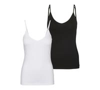 Vero Moda Vmmaxi My Soft V Débardeur 2pck Noos Tall, Noir/Pack : Blanc Brillant, XS Femme
