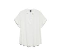 VERO MODA Top Casual à Encolure Fendue pour Femme avec Bracelets d'ourlet reversés - Chemisier à Manches Courtes, Couleurs:Blanc, Taille:M