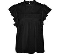 VERO MODA VERO MODA Black Dobby Lace Detail Short Sleeve Blouse
