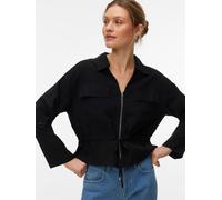 VERO MODA VERO MODA Black Long Sleeve Utility Zip Front Shirt With Tie Waist Black EU 36 (UK 8)