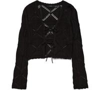 VERO MODA VERO MODA Black Long Sleeve V Neck Crochet Cardigan