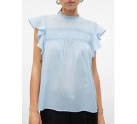 VERO MODA VERO MODA Blue Dobby Lace Detail Short Sleeve Blouse
