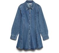 VERO MODA VERO MODA Blue Long Sleeve Fit and Flare Short Denim Dress Blue EU 38 (UK 10)