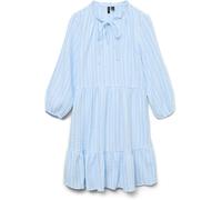 VERO MODA VERO MODA Blue Striped Tiered Short Tie Neck Dress Blue M 10