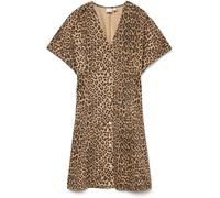 VERO MODA VERO MODA Brown Leopard Print Denim 100% Cotton Button-Up Mini Dress Brown EU 34 (UK 6)