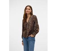 VERO MODA VERO MODA Brown Leopard Print V Neck Blouse