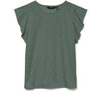 VERO MODA VERO MODA Green Broderie Short Sleeve T-Shirt