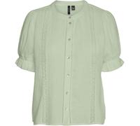 VERO MODA VERO MODA Green Button Through Lace Trim Short Sleeve Top