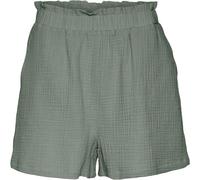 VERO MODA VERO MODA Green Textured Pull On Cotton Blend Shorts Green S 8