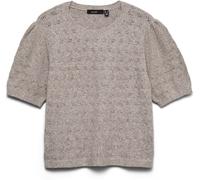 VERO MODA VERO MODA Grey Pointelle Short Sleeve Round Neck Jumper