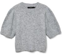VERO MODA Vero Moda Grey Round Neck Puff Sleeve Knitted Jumper