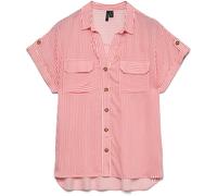 VERO MODA VERO MODA Pink/Stripes Short Sleeve Button Through Open Neck Shirt Pink/Stripes EU 40 (UK 12)
