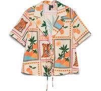VERO MODA VERO MODA Pink Tropical Postcard Print Tie Front Shirt