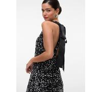 VERO MODA VERO MODA Silver Bow Tie Back Sequin Dress Silver M 10