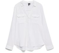 VERO MODA VERO MODA White Linen Blend Button Through Open Neck Shirt White EU 40 (UK 12)