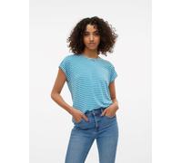 Vero Moda Vm Ava Plain Short Sleeve T-Shirt Womens Bleu Ibiza 8 (XS) Female