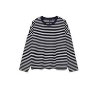 VERO MODA Vmabby Ls O-Neck Top JRS Noos T-Shirt, Bleu Marine/Rayures : Blanc Neige, XS Femme