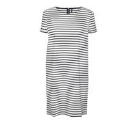 VERO MODA VMABBY SS JRS Noos Robe Courte zippée, Blanc Neige/Rayures : Bleu Marine, L