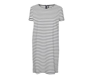 VERO MODA VMABBY SS JRS Noos Robe Courte zippée, Blanc Neige/Rayures : Bleu Marine, L