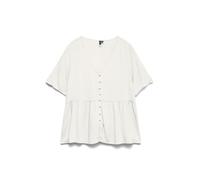 VERO MODA Vmalba SS Peplum T-Shirt WVN Noos, Blanc, X-Large Femmes