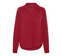VERO MODA Vmalva Haut à col L/S WVN GA Chemisier à Manches Longues, Salsa, S Femmes