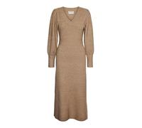 VERO MODA Vmangalina Robe en Tricot à col en V 7/8 VMA, Gris Clair, XS Femme