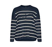 VERO MODA Vmaria Bonjour Ls O-Neck Pullover GA Pull-Over, Noir/détails : Rayures Bouleau et Blazer Bleu Marine, L Femme