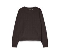 VERO MODA Vmaries Ls O-Neck Cable Pullover BF Pull, Gâteau au Chocolat, S Femme