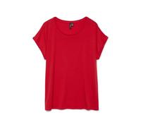 VERO MODA Vmava Plain SS Top GA JRS Noos, Ribbon Red, M Femmes