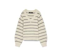 VERO MODA Vmawesome Shine Ls V-NCK Stripe Pull Boo, Bouleau, XS Femme