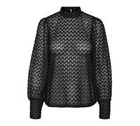 VERO MODA Vmbecca JRS Dentelle à col Haut Chemisier à Manches Longues, Noir, M Femmes