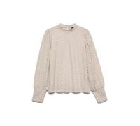 VERO MODA Vmbecca JRS Dentelle à col Haut Chemisier à Manches Longues, Pumice Stone, S Femmes