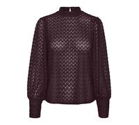 VERO MODA Vmbecca JRS Dentelle à col Haut Chemisier à Manches Longues, Vin, L Femmes