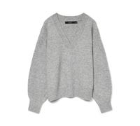 VERO MODA Vmboom Ls Pull à col en V Noos, Gris Clair chiné, XL