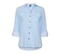 VERO MODA Vmbumpy L/S Shirt New WVN GA Noos Chemise, Bleu Azur, S Femmes