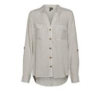 Vero Moda Vmbumpy L/S Shirt New WVN GA Noos Chemisier pour Femme, Mink/Rayures : Blanc Neige, S