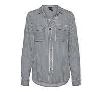 Vero Moda Vmbumpy New Noos TLL T-Shirt L/S pour Femme, Blanc Neige/Rayures : Encre Indienne, M Taille Tall