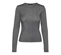 VERO MODA Vmchloe Ls Lurex JRS Noos Haut Court T-Shirt Manches Longues, Noir, XL Femmes