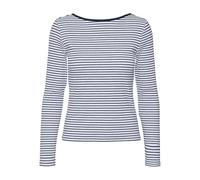 VERO MODA Vmchloe Stripe Ls Go Noos Haut Court 2 Voies T-Shirt Manches Longues, Gris Clair chiné/Rayures : Blazer Bleu Marine, XL Femmes