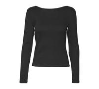 VERO MODA Vmchloe Stripe Ls Go Noos Haut Court 2 Voies T-Shirt Manches Longues, Noir, XS Femmes