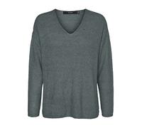 VERO MODA Vmcrewlefile Ls V-Neck Blouse Noos Sweater, Balsam Green/Detail:Melange, M Femme