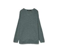 VERO MODA Vmcrewlefile Ls V-Neck Blouse Noos Sweater, Balsam Green/Detail:Melange, S Femme