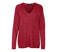 VERO MODA Vmcrewlefile Noos Blouse à col en V Pull en Tricot, Salsa/détail : chiné, M Femme