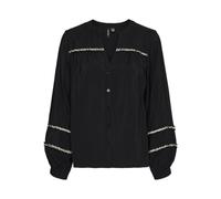 VERO MODA Vmdemi Detail Ls Top WVN GA Chemisier à Manches Longues, Noir, L Femmes