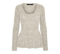 VERO MODA Vmdesma Pull à col en U Peplum GA Boo Tricot, Bouleau/détail : mélange, L Femme