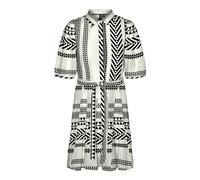 VERO MODA Vmdicthe Robe Courte Volume 2/4 WVN GA Keid, Blanc Neige/AOP : Noir Ibiza, XS Femme