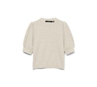 Vero Moda Pull VMDOFFY Col rond manches bouffantes beige chiné Taille L
