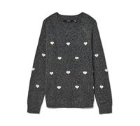 Vero Moda Vmdoffy Intarsia Ls O-NCK GA Noos Pull, Gris foncé mélangé, L